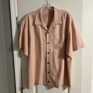 Tommy Bahama Men's Silk Collared Button Down Coral Shirt Large